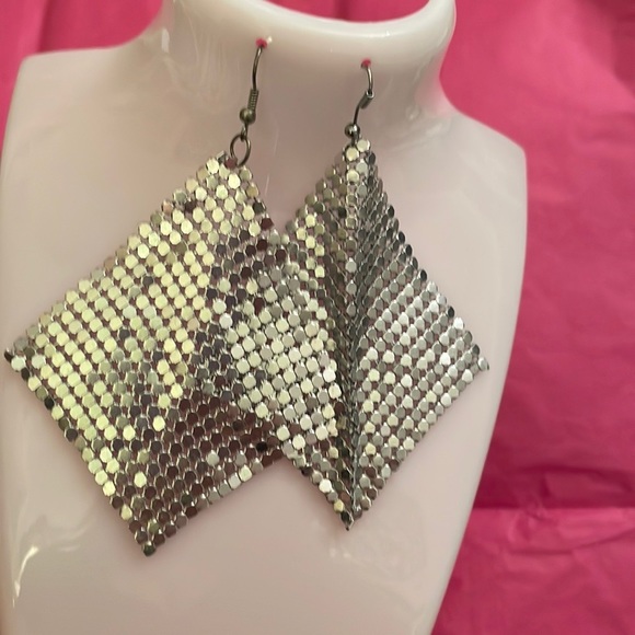 Mesh Material Stainless Metal Mesh earrings - Picture 2 of 3